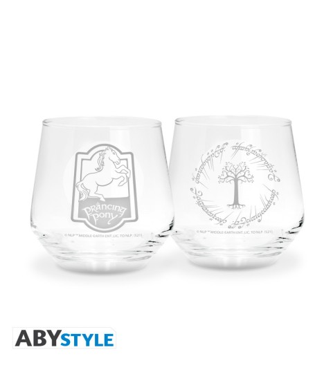 Verre - Pack de 2 - Le Seigneur des Anneaux - Set de 2 verres - Prancing Pony & Gondor tree