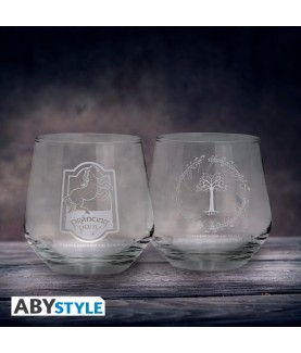 Glas - Packung mit 2 - Der Herr der Ringe - 2 Glass Set Prancing Pony & Gondor tree