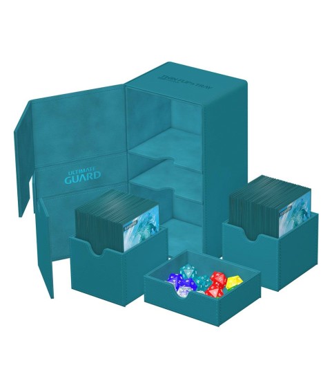 Deckbox - Twin Flip´n´Tray 200+ - Petrolblau - XenoSkin