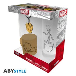 Set - Guardians of the Galaxy - Glass 29cl + Keychain + Mini Mug "Groot" - Groot