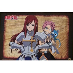 Poster - Flat - Fairy Tail - Natsu, Erza & Happy