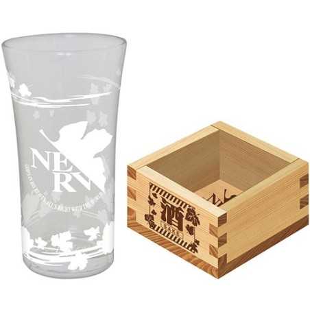 Set - Sake - Evangelion - Sakeglas aus Glas & traditionellen hölzernen Masu