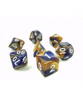 Dice sets - Dices - "Gold & Blue Fusion" Color