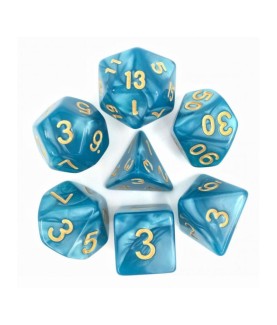 Dice sets - Dices - "Blue Pearl & Gold" Color