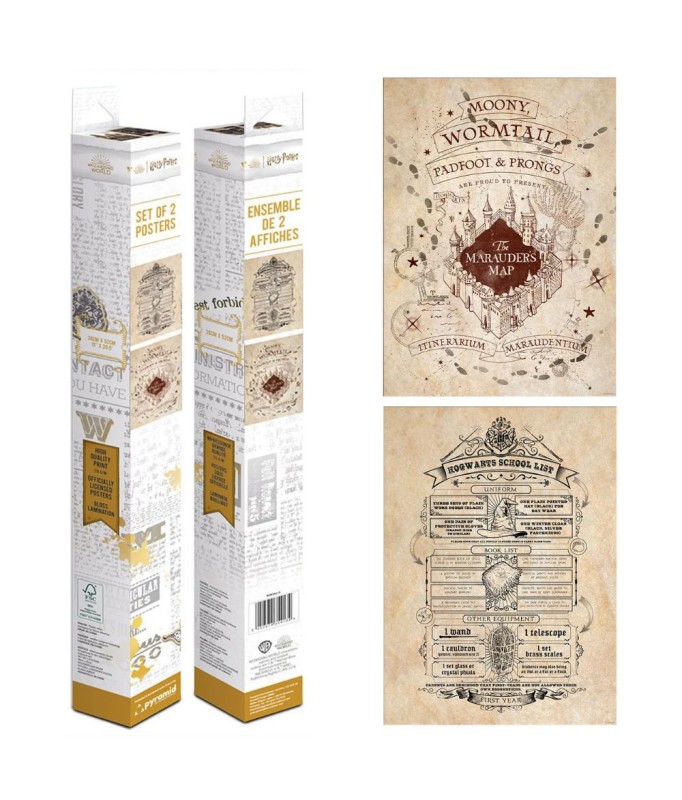 Poster - Packung mit 2 - Harry Potter - Map & School List