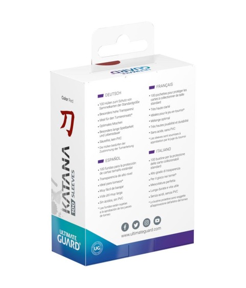 Protège-cartes - 100 Pcs - Katana - Standard - Rouge